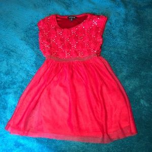 Girls red rose dress